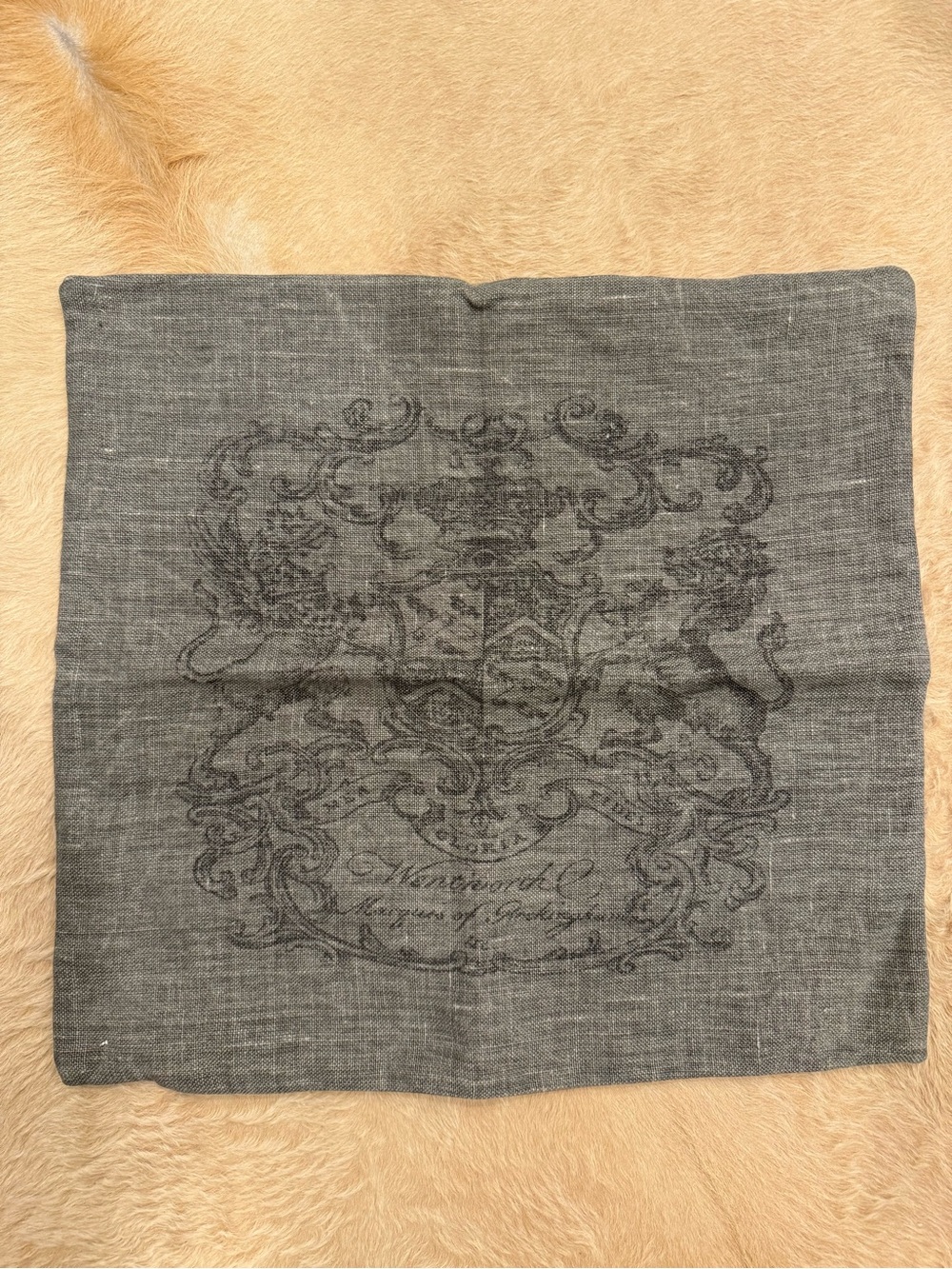 Restoration Hardware Wentworth Crest-vintage washed Belgium Linen pillow cover